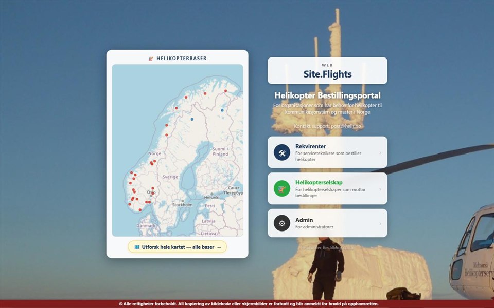 site.flights – bestillingsportal for helikoptertjenester med automatisk samkjøring